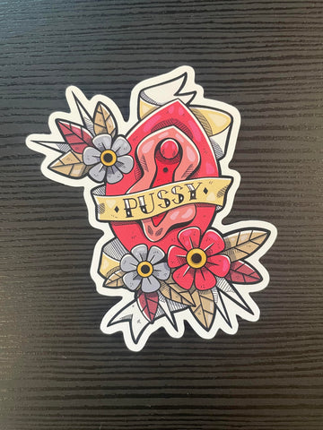 Pussy Tattoo Vinyl Sticker