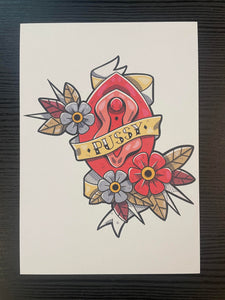 Pussy Tattoo Postcard