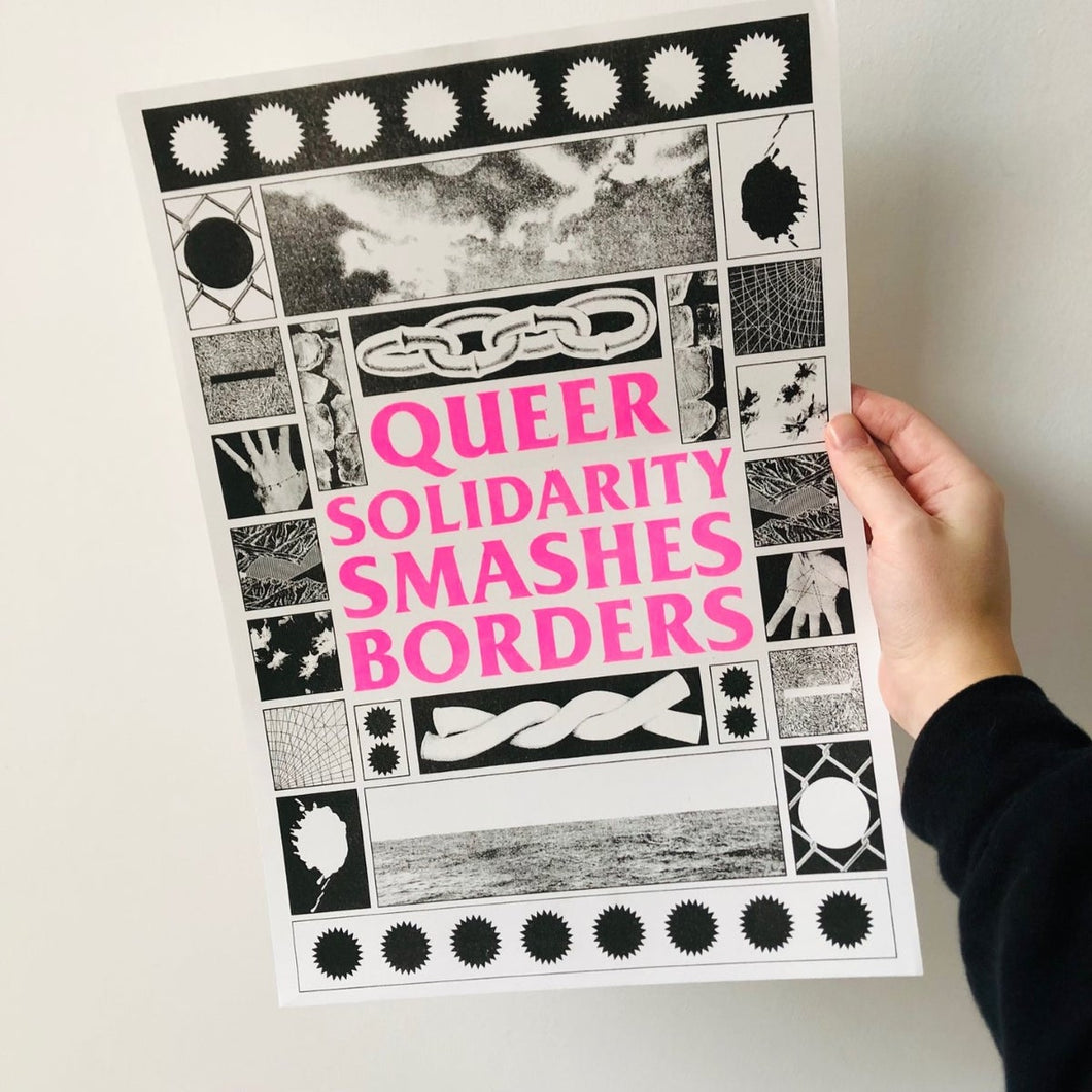 Queer Solidarity Smashes Borders A3 Print
