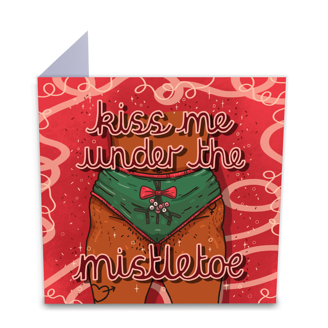 Kiss Me Under The Mistletoe Christmas Card