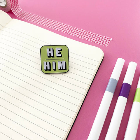 He/Him Enamel Pin