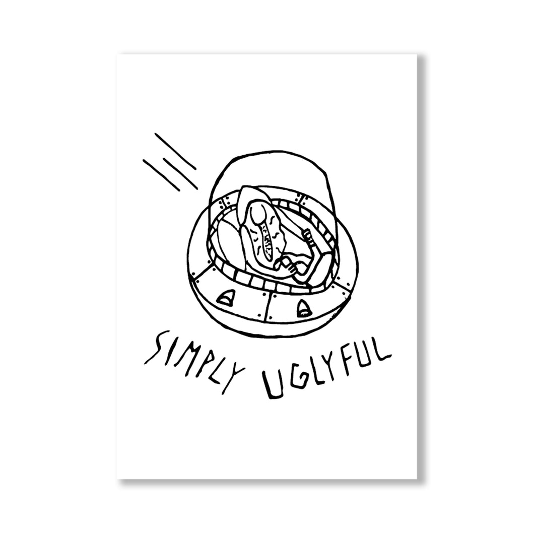Vulva On A Spaceship Postcard